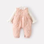 Fleece Lined Thickened Onesie Set Girls Baby Crawling Suit Knitwear Two-Piece Set - Image 3