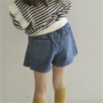 Girls' denim shorts fake two piece skirt - Image 3