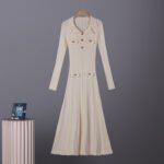 Knit Polo Neck Flared Midi Dress for Women - Image 7