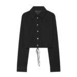 Adjustable polka dot embellished short chiffon shirt - Image 4