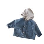 Children's hooded pocket denim jacket clip - Image 5