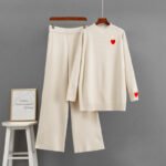 Long sleeved wide leg pants two-piece set for women - Image 3