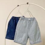 Simple straight leg denim five quarter pants