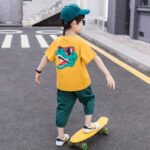Boys' Short Sleeve T-Shirt and Shorts Set, Children's Cartoon Sports Two-Piece Outfit - Image 4