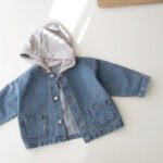 Children's hooded pocket denim jacket clip - Image 3