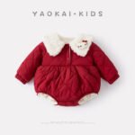 Fleece-Lined Cartoon Romper for Baby Girls, Stylish Thick Warm Hooded Onesie - Image 6