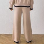 Ladies' Knitted Pants Women's Embroidered Flower Patchwork Sweater Casual Pants - Image 4