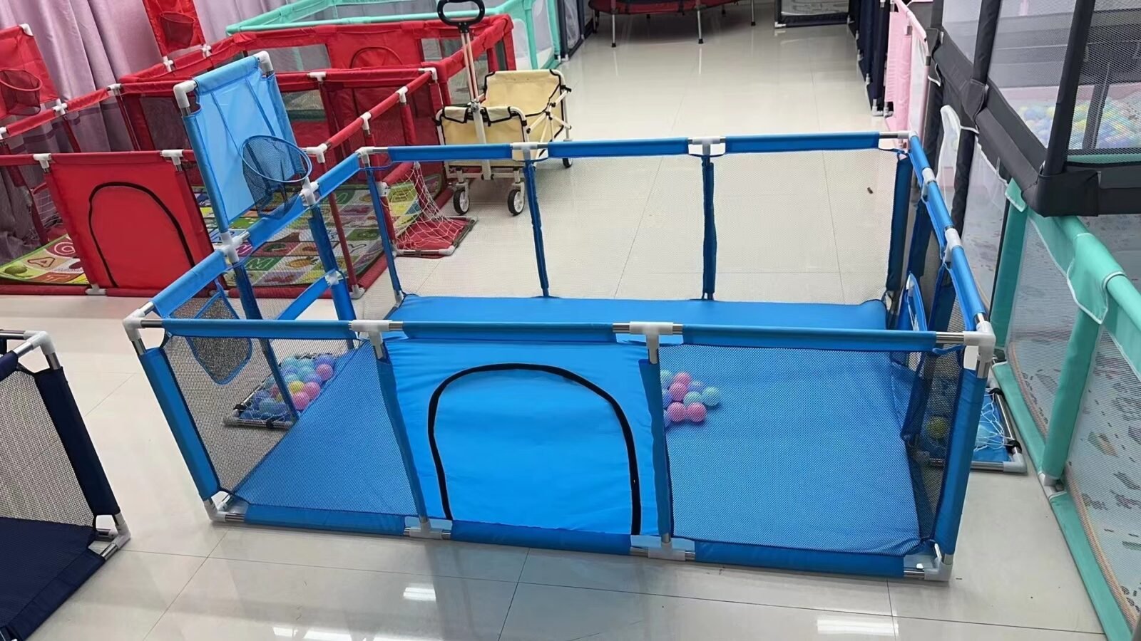 Children's fence baby basketball fence safety stainless steel playpen children's ball pit baby indoor playground baby park fence - Image 10