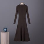 Knit Polo Neck Flared Midi Dress for Women