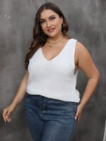 Ladies' Cross-Back V-Neck Casual Knit Top, Oversized Machine-Knitted Sweater, Basic Layering Top - Image 5