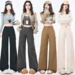 Cargo pants for women, spring and autumn new style, multi-pocket vintage casual wide-leg loose straight-leg slightly flared jeans - Image 2