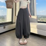 Flared Ankle-Length Pants for Women, Loose Fit, High Waist, Flowy Wide Leg Lantern Pants, Lightweight Summer Style - Image 8