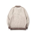 Color-Blocked Mock Two-Piece Knit Sweater with Turn-Down Collar, Unisex Casual Versatile Pullover - Image 2