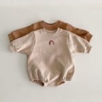 Baby crawling clothes rainbow embroidery bag fart jumpsuit