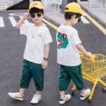 Boys' Short Sleeve T-Shirt and Shorts Set, Children's Cartoon Sports Two-Piece Outfit - Image 6