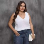 Ladies' Cross-Back V-Neck Casual Knit Top, Oversized Machine-Knitted Sweater, Basic Layering Top - Image 4