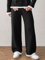Ladies' Knitted Pants Women's Embroidered Flower Patchwork Sweater Casual Pants - Image 7