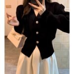 Cherry Red Knit Cardigan for Women, Stylish Waist-Cinching Slim Fit Sweater Coat, Festive Christmas and New Year Outfit - Image 3