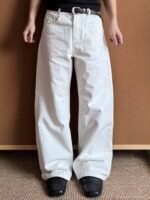 American Retro Minimalist White Loose Jeans Unisex Trendy Relaxed Straight Leg Wide Leg Casual Pants - Image 6