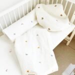 Baby fitted sheet pure cotton plus cotton sheets ins Japanese and Korean style quilted embroidered newborn sheets autumn and winter children's mattress - Image 5
