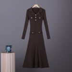 Knit Polo Neck Flared Midi Dress for Women - Image 8