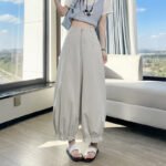 Flared Ankle-Length Pants for Women, Loose Fit, High Waist, Flowy Wide Leg Lantern Pants, Lightweight Summer Style