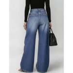 New jeans for women, metal eyelet design, casual loose high-waisted wide-leg jeans - Image 2