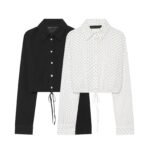 Adjustable polka dot embellished short chiffon shirt - Image 5