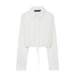 Adjustable polka dot embellished short chiffon shirt - Image 2