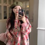 Chic and Stylish Loose Knit Sweater for Women, Autumn New Arrival, Plus Size, Sweet Floral Pink Knitted Cardigan - Image 6