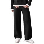 Ladies' Knitted Pants Women's Embroidered Flower Patchwork Sweater Casual Pants