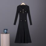 Knit Polo Neck Flared Midi Dress for Women - Image 5