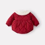 Fleece-Lined Cartoon Romper for Baby Girls, Stylish Thick Warm Hooded Onesie - Image 4