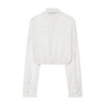 Adjustable polka dot embellished short chiffon shirt - Image 3