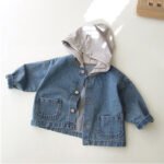 Children's hooded pocket denim jacket clip - Image 2