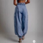 High waisted zipper leg tied jeans for women - Image 4