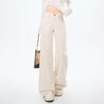 Cargo pants for women, spring and autumn new style, multi-pocket vintage casual wide-leg loose straight-leg slightly flared jeans