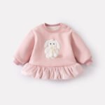 Embroidered Fleece-Lined Mid-Length Hoodie Set for Toddler Girls - Image 3