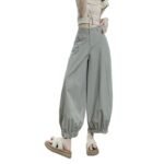 Flared Ankle-Length Pants for Women, Loose Fit, High Waist, Flowy Wide Leg Lantern Pants, Lightweight Summer Style - Image 6