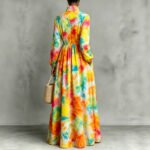 New Style Shirt Dress with Floral Digital Printing Long Dress - Image 2