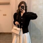 Cherry Red Knit Cardigan for Women, Stylish Waist-Cinching Slim Fit Sweater Coat, Festive Christmas and New Year Outfit - Image 2