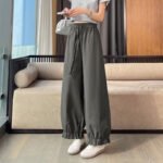 Real Shot Pleated Ruffle Hem Lantern Pants Women Spring Summer Silk Cotton Cuffed Cool Lightweight Casual Pants - Image 8