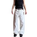 American Retro Minimalist White Loose Jeans Unisex Trendy Relaxed Straight Leg Wide Leg Casual Pants - Image 5