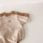 Baby crawling clothes rainbow embroidery bag fart jumpsuit - Image 2