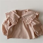 Girl baby lace lapel base long sleeved casual shirt - Image 7