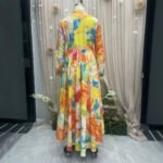 New Style Shirt Dress with Floral Digital Printing Long Dress - Image 4