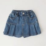 Girls' denim shorts fake two piece skirt - Image 2