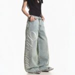 Casual Fashion Street Style Washed Vintage Denim Pants for Men and Women, Straight Leg, Loose Wide Leg, Versatile Fit - Image 4