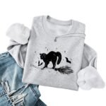 Pattern printed round neck fleece hoodie