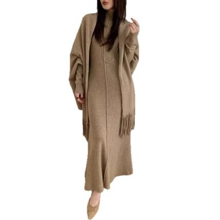Wear a sleeveless high neck slim fitting jumpsuit long dress